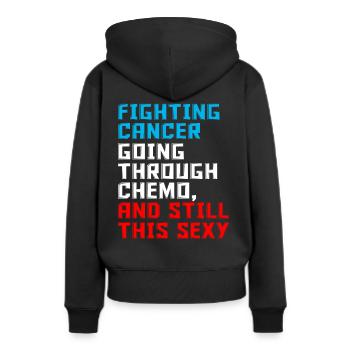 Chemo Motivation - Frauen Premium Bio Hoodie - Schwarz - Hinten - Julia (174cm)
