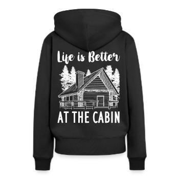 Cabane de montagne refuge chalet cabane en bois - Sweat à capuche Premium bio Femme - noir - Dos - Julia (174cm)