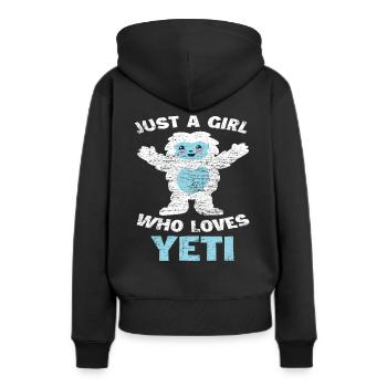 Bigfoot Mädchen Yeti - Frauen Premium Bio Hoodie - Schwarz - Hinten - Julia (174cm)