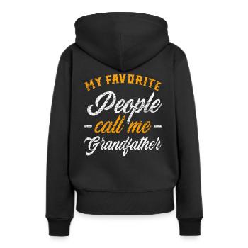 Stolzer Opa - Frauen Premium Bio Hoodie - Schwarz - Hinten - Julia (174cm)