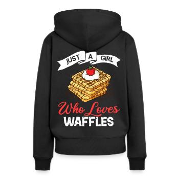 Gaufres Gaufres Gaufres Crêpes Drôle - Sweat à capuche Premium bio Femme - noir - Dos - Julia (174cm)