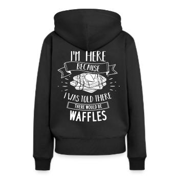 Gaufres Gaufres Gaufres Crêpes Drôle - Sweat à capuche Premium bio Femme - noir - Dos - Julia (174cm)