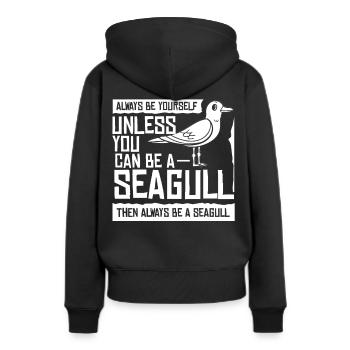 Mouettes Oiseaux de mer Möven Mer - Sweat à capuche Premium bio Femme - noir - Dos - Julia (174cm)