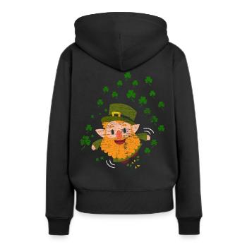 Le lutin de la Saint Patrick - Sweat à capuche Premium bio Femme - noir - Dos - Julia (174cm)