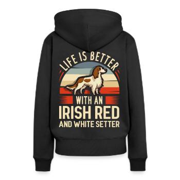 Irish Red and White Setter Hund Besitzer Halter - Frauen Premium Bio Hoodie - Schwarz - Hinten - Julia (174cm)