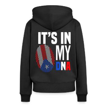DNA Heimatland Puerto Rico - Frauen Premium Bio Hoodie - Schwarz - Hinten - Julia (174cm)