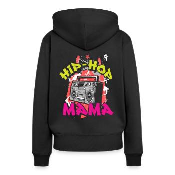 Hip Hop Mama - Frauen Premium Bio Hoodie - Schwarz - Hinten - Julia (174cm)