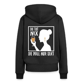 Die tut nix die will nur Sekt - Frauen Premium Bio Hoodie - Schwarz - Hinten - Julia (174cm)