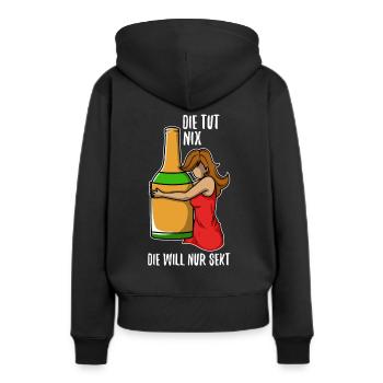 Die tut nix die will nur Sekt - Frauen Premium Bio Hoodie - Schwarz - Hinten - Julia (174cm)