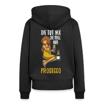 Die tut nix die will nur Prosecco - Frauen Premium Bio Hoodie - Schwarz - Hinten - Julia (174cm)
