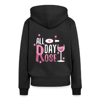 Rose all day - Sweat à capuche Premium bio Femme - noir - Dos - Julia (174cm)