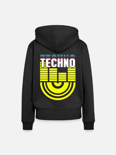 Techno - Frauen Premium Bio Hoodie - Schwarz