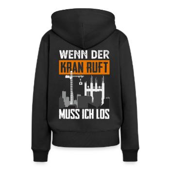 Kran - Frauen Premium Bio Hoodie - Schwarz - Hinten - Julia (174cm)