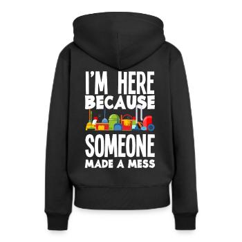 Hausmeister Reinigung Putzfrau Putzmann - Frauen Premium Bio Hoodie - Schwarz - Hinten - Julia (174cm)