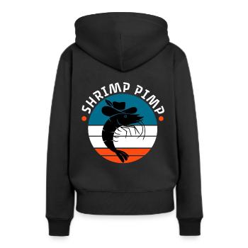 Shrimp Pimp - Frauen Premium Bio Hoodie - Schwarz - Hinten - Julia (174cm)