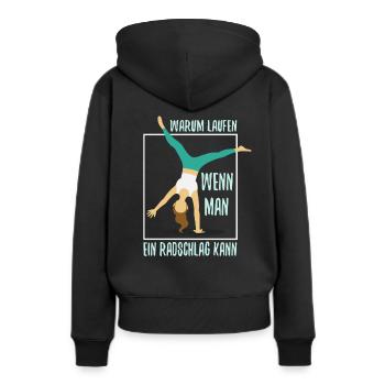 Warum Laufen wenn man ein Radschlag kann - Frauen Premium Bio Hoodie - Schwarz - Hinten - Julia (174cm)