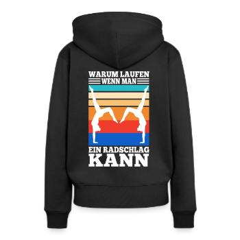 Warum Laufen wenn man ein Radschlag kann - Frauen Premium Bio Hoodie - Schwarz - Hinten - Julia (174cm)