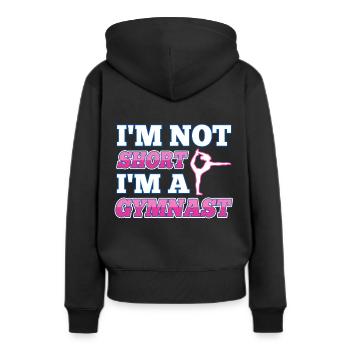 Je ne suis pas court je suis un gymnaste - Sweat à capuche Premium bio Femme - noir - Dos - Julia (174cm)