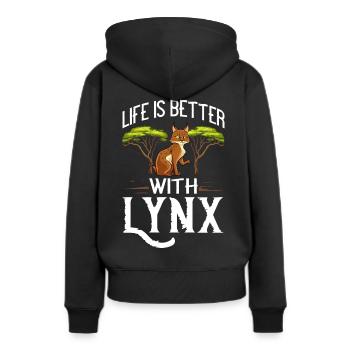 Luchse Tier Rotluchs Kanada Lynx Eurasischer Luchs - Frauen Premium Bio Hoodie - Schwarz - Hinten - Julia (174cm)