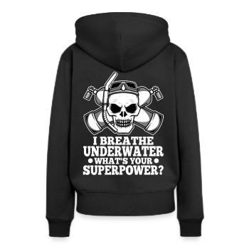 Ibreathe underwater what's your superpower - Frauen Premium Bio Hoodie - Schwarz - Hinten - Julia (174cm)