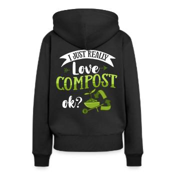 Kompostierung Kompost Wurm Abfall - Frauen Premium Bio Hoodie - Schwarz - Hinten - Julia (174cm)