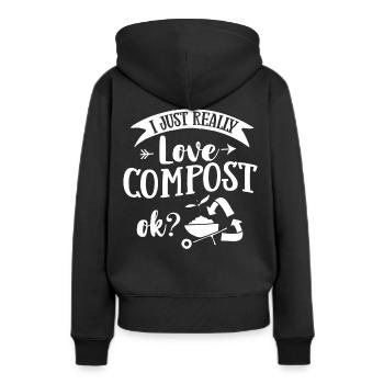Kompostierung Kompost Wurm Abfall - Frauen Premium Bio Hoodie - Schwarz - Hinten - Julia (174cm)