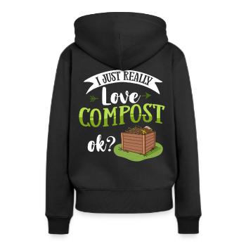 Kompostierung Kompost Wurm Abfall - Frauen Premium Bio Hoodie - Schwarz - Hinten - Julia (174cm)