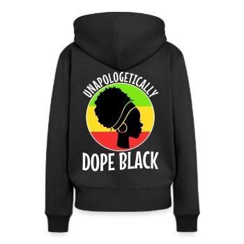 Noir sans excuse - Sweat à capuche Premium bio Femme - noir - Dos - Julia (174cm)
