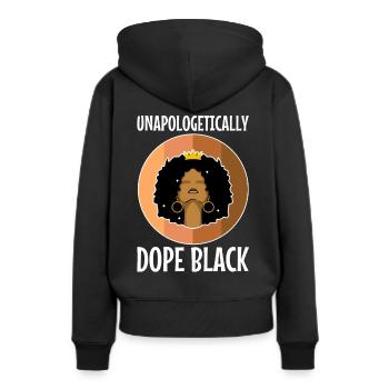 Sans excuse noir, Histoire des Noirs - Sweat à capuche Premium bio Femme - noir - Dos - Julia (174cm)