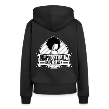 Noir sans excuse - Sweat à capuche Premium bio Femme - noir - Dos - Julia (174cm)