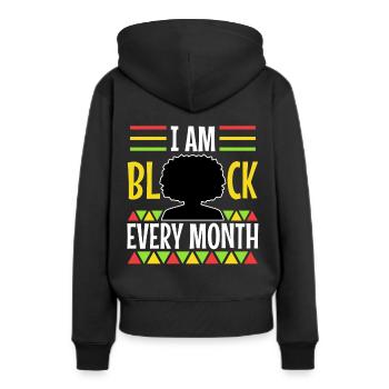 Je suis l’histoire des Noirs et fier de ma culture - Sweat à capuche Premium bio Femme - noir - Dos - Julia (174cm)