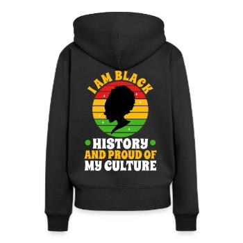 Je suis l’histoire des Noirs et fier de ma culture - Sweat à capuche Premium bio Femme - noir - Dos - Julia (174cm)