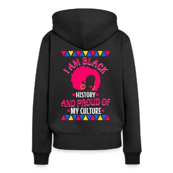 Je suis l’histoire des Noirs et fier de ma culture - Sweat à capuche Premium bio Femme - noir - Dos - Julia (174cm)