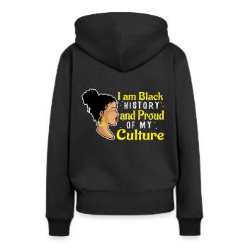 Je suis l’histoire des Noirs et fier de ma culture - Sweat à capuche Premium bio Femme - noir - Dos - Julia (174cm)