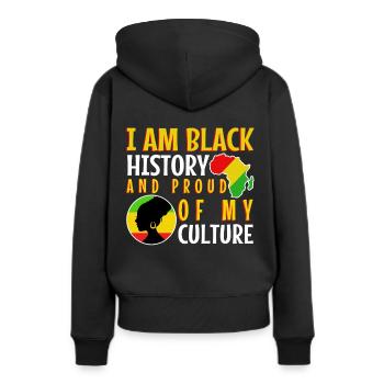 Je suis l’histoire des Noirs et fier de ma culture - Sweat à capuche Premium bio Femme - noir - Dos - Julia (174cm)