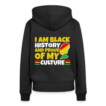Je suis l’histoire des Noirs et fier de ma culture - Sweat à capuche Premium bio Femme - noir - Dos - Julia (174cm)