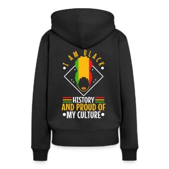 Je suis l’histoire des Noirs et fier de ma culture - Sweat à capuche Premium bio Femme - noir - Dos - Julia (174cm)