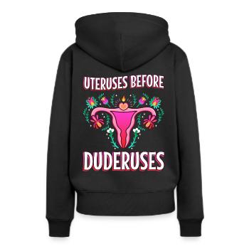 Utérus avant duderuses - Sweat à capuche Premium bio Femme - noir - Dos - Julia (174cm)
