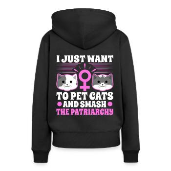 Je veux juste caresser les chats et briser le patriarcat - Sweat à capuche Premium bio Femme - noir - Dos - Julia (174cm)