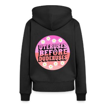 Utérus avant duderuses - Sweat à capuche Premium bio Femme - noir - Dos - Julia (174cm)