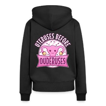 Utérus avant duderuses - Sweat à capuche Premium bio Femme - noir - Dos - Julia (174cm)