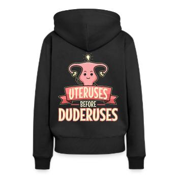 Utérus avant duderuses - Sweat à capuche Premium bio Femme - noir - Dos - Julia (174cm)