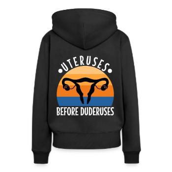 Utérus avant duderuses - Sweat à capuche Premium bio Femme - noir - Dos - Julia (174cm)