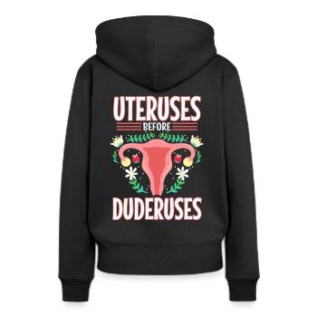 Utérus avant duderuses - Sweat à capuche Premium bio Femme - noir - Dos - Julia (174cm)