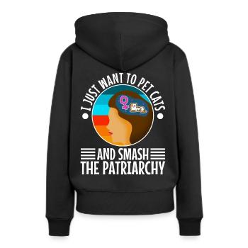 Je veux juste caresser les chats et briser le patriarcat - Sweat à capuche Premium bio Femme - noir - Dos - Julia (174cm)