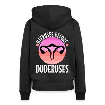 Utérus avant duderuses - Sweat à capuche Premium bio Femme - noir - Dos - Julia (174cm)