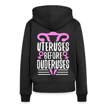 Utérus avant duderuses - Sweat à capuche Premium bio Femme - noir - Dos - Julia (174cm)