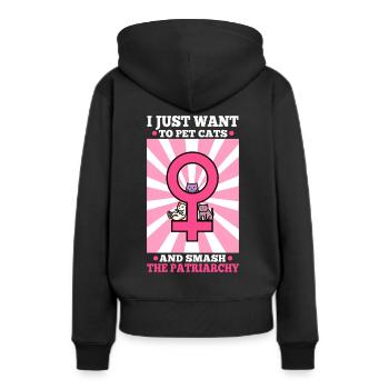 Je veux juste caresser les chats et briser le patriarcat - Sweat à capuche Premium bio Femme - noir - Dos - Julia (174cm)