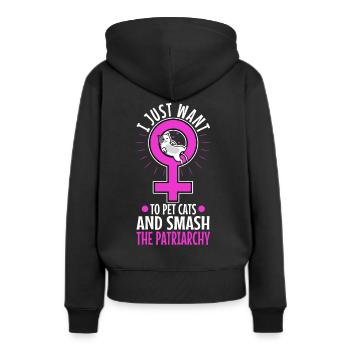 Je veux juste caresser les chats et briser le patriarcat - Sweat à capuche Premium bio Femme - noir - Dos - Julia (174cm)