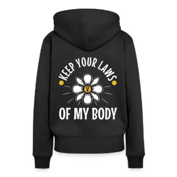 Gardez vos lois hors de mon corps - Sweat à capuche Premium bio Femme - noir - Dos - Julia (174cm)